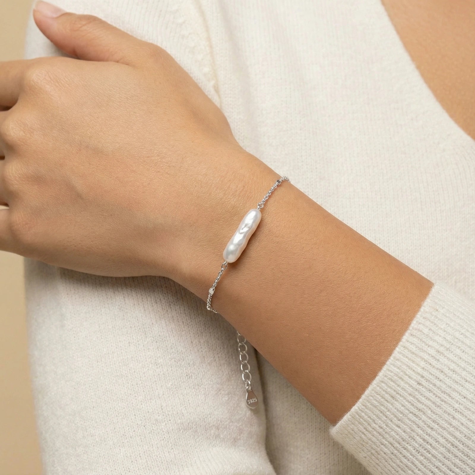 Baroque Pearl Chain Bracelet