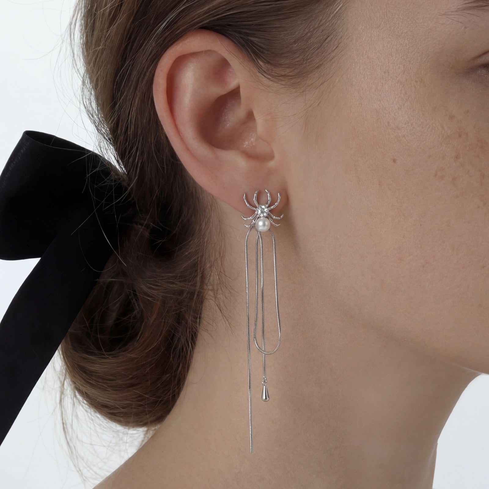 Pearl Spider Drop Earrings