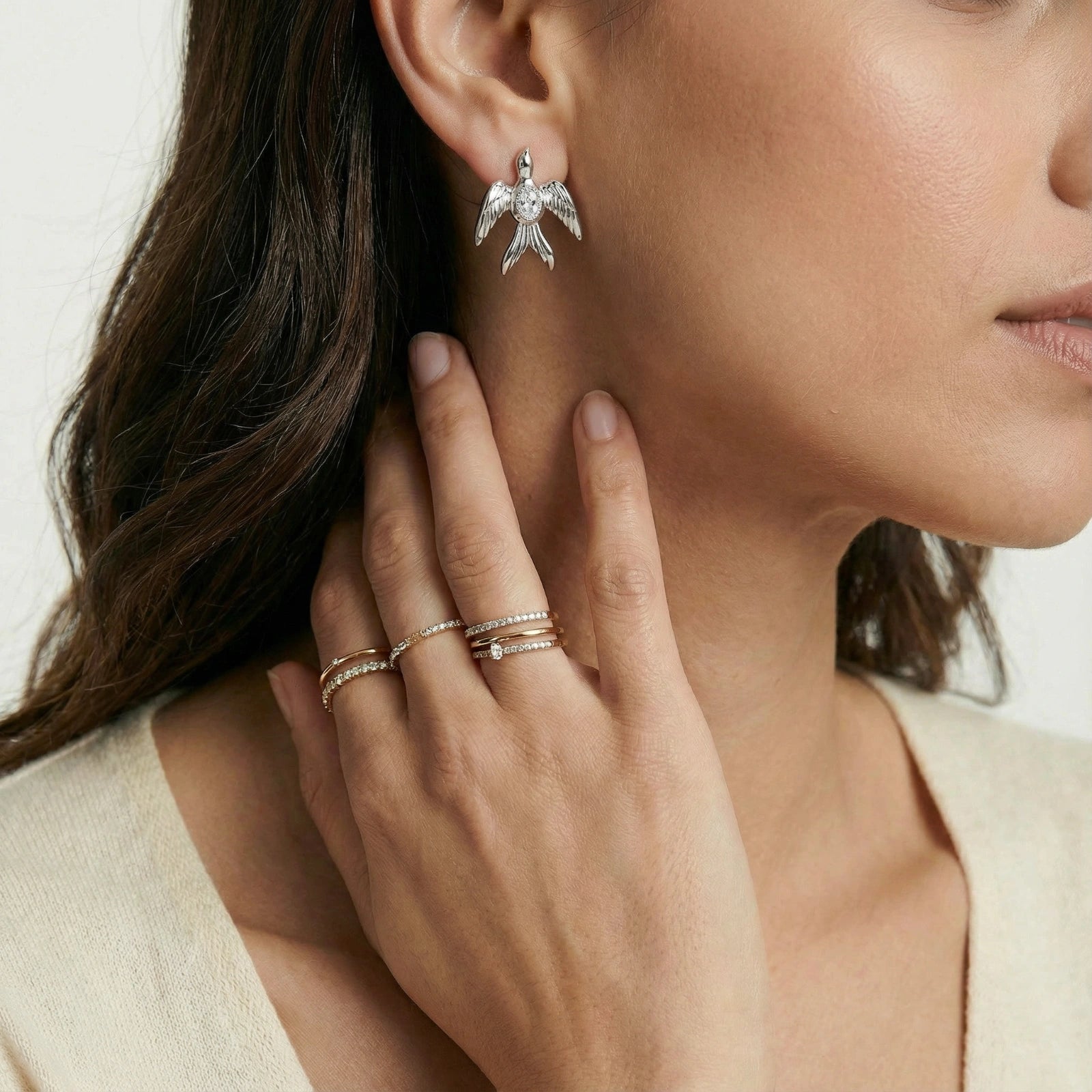 Silver Phoenix Studs