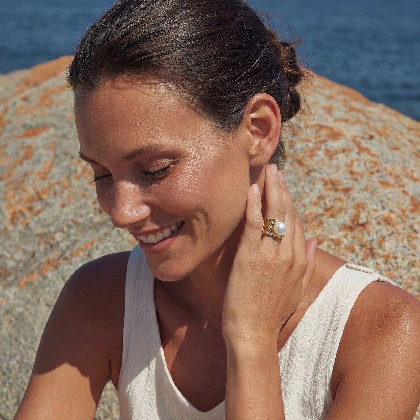 Golden Tide Pearl Ring