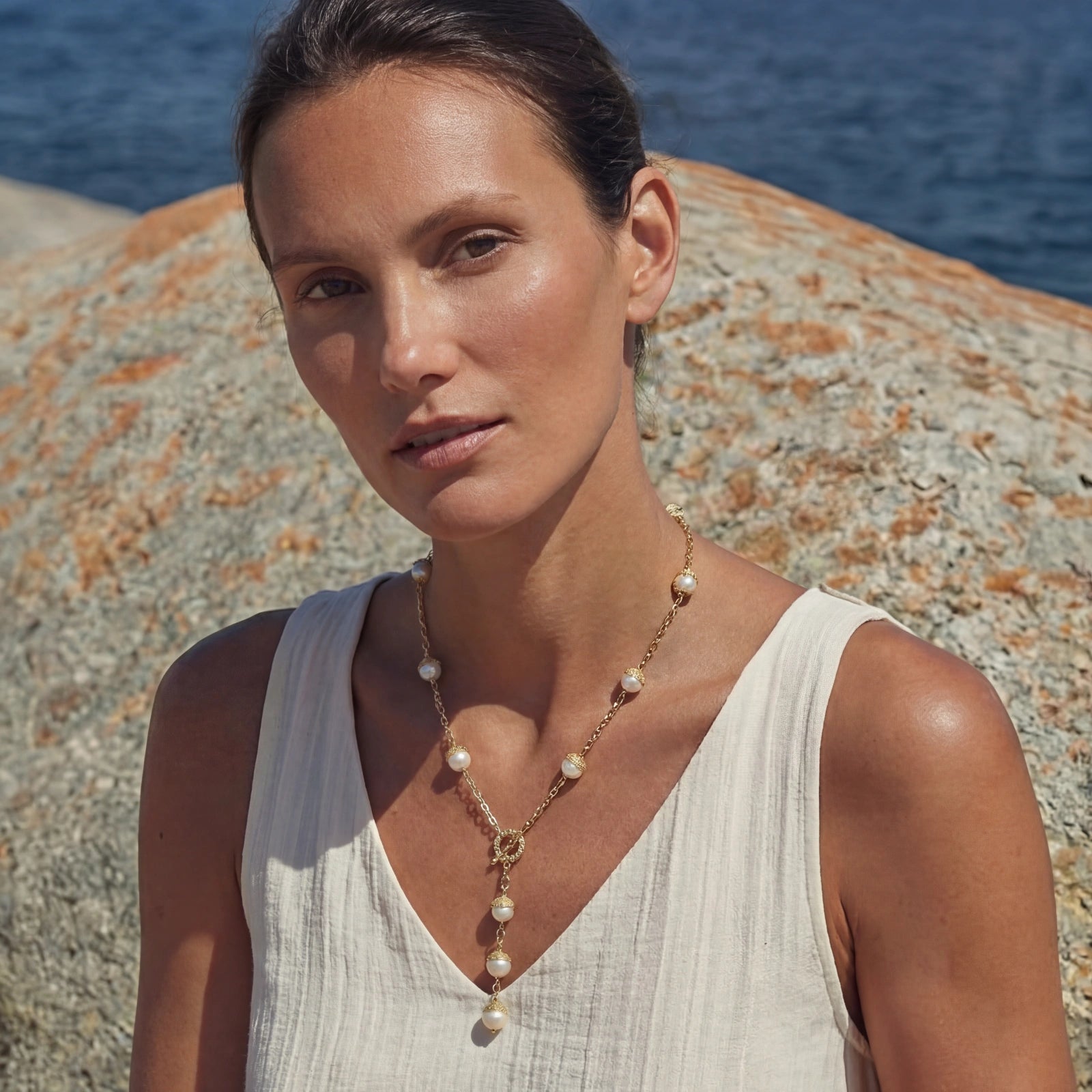 Baroque Pearl Station Necklace